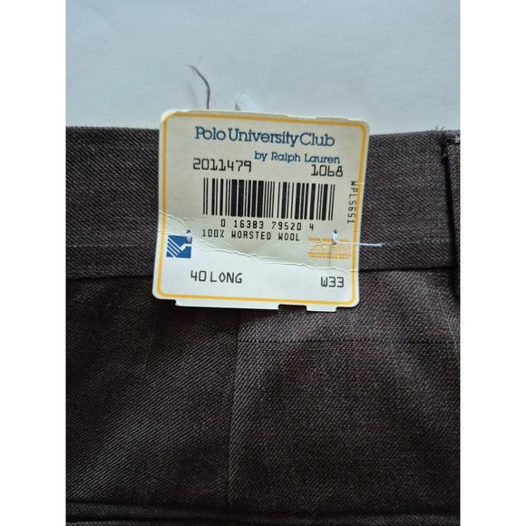 Polo University Club by Ralph Lauren Brown Pinstripe Worsted Wool Dress Pants 33 - Picture 3 of 6